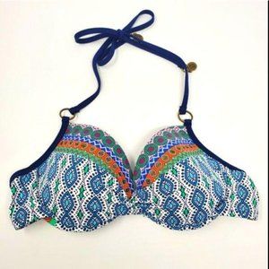 SPERRY Bikini Top Swimsuit Halter Navy Sequin XS